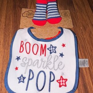 NWT Fourth of July Bibs and Striped Socks Set